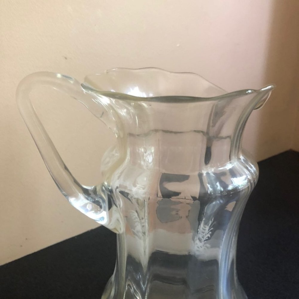 Antique Ruffled Edge Painted Pitcher - Picture 5 of 7